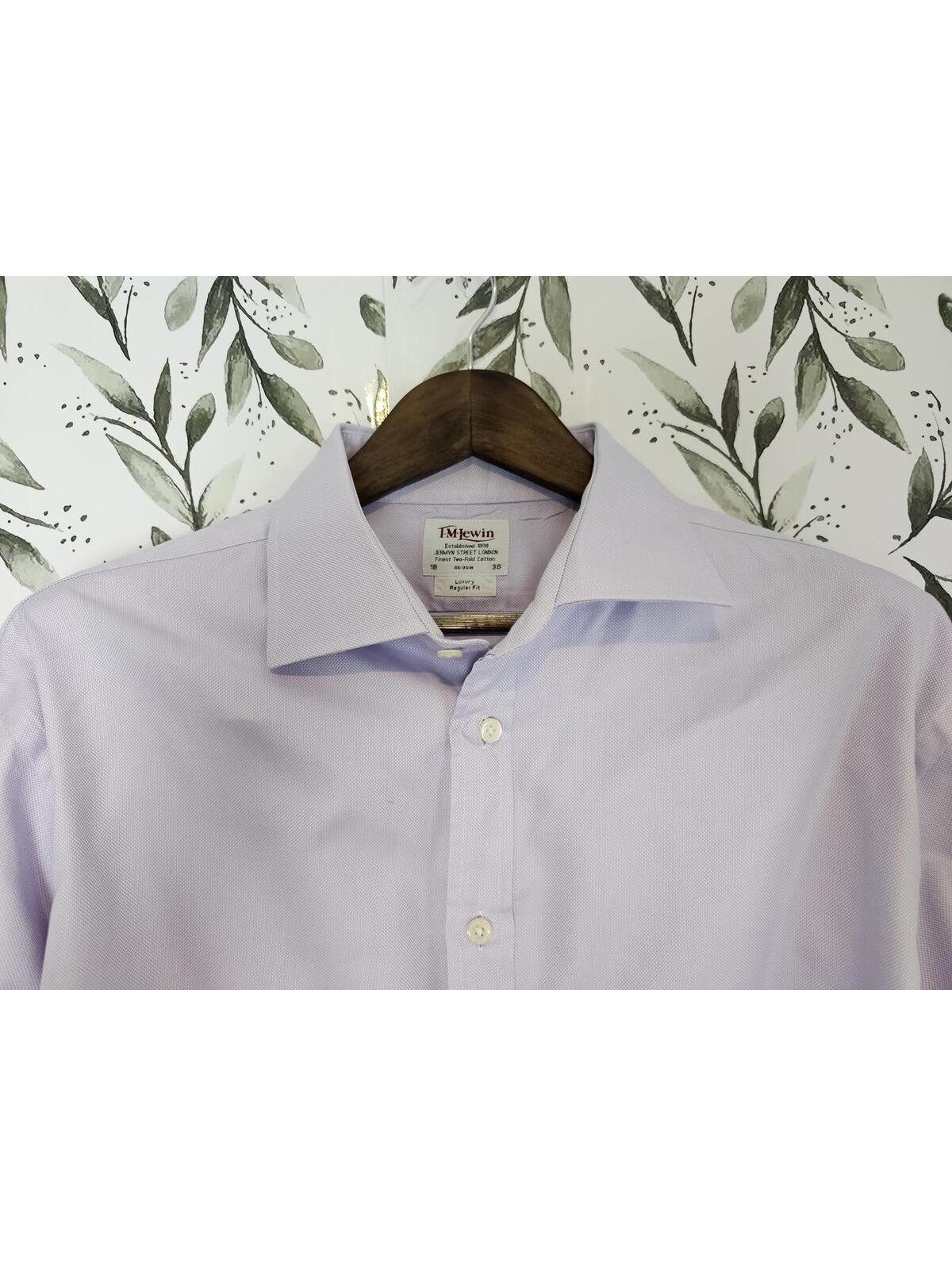 T.M. Lewin Button Down Shirt Purple Mens Size 18/36